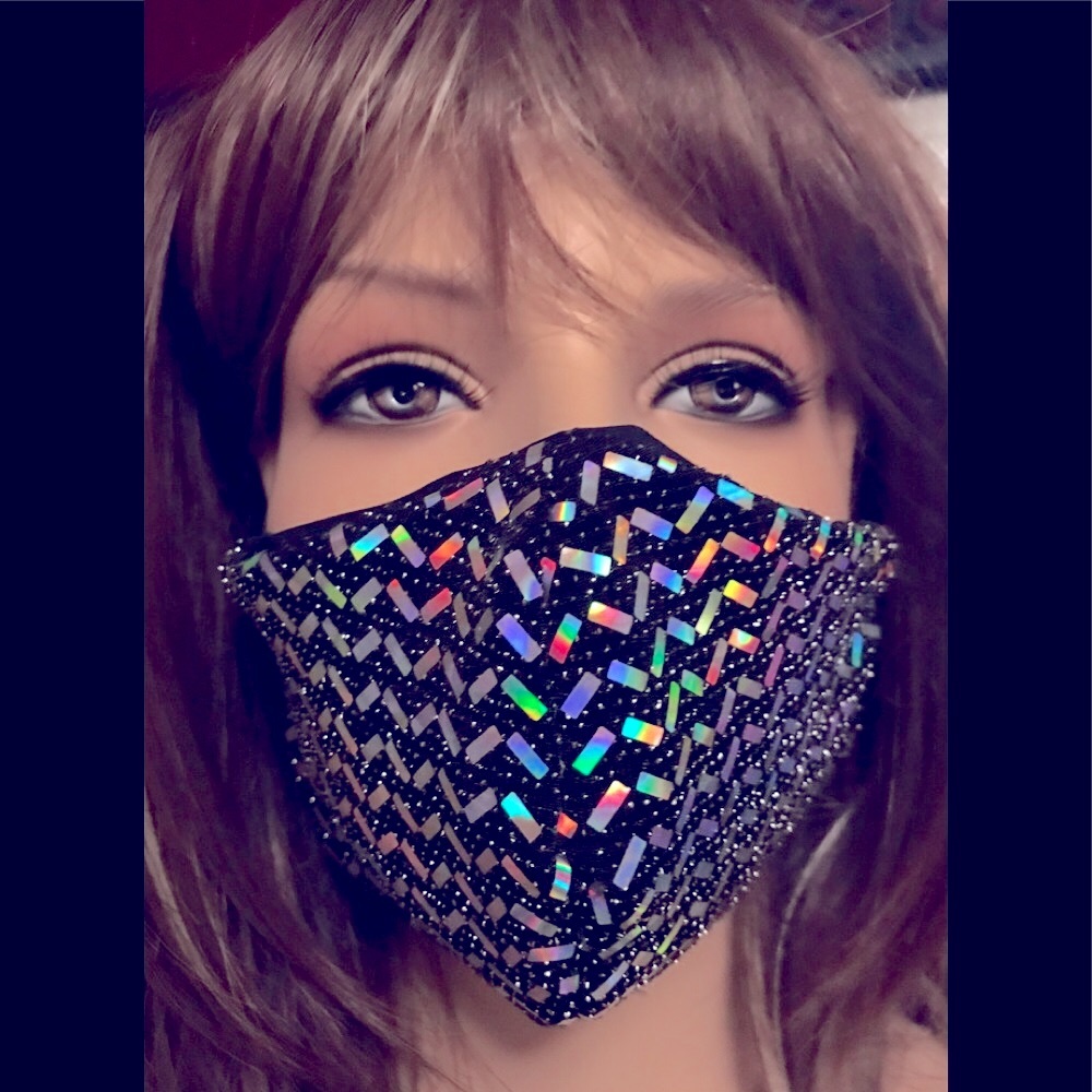 Face Mask halographic disco handmade